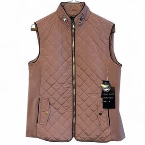 Catalina Quilted Vest Mauve Sz M Medium Sherpa Lined Gold Accents NEW with Tags